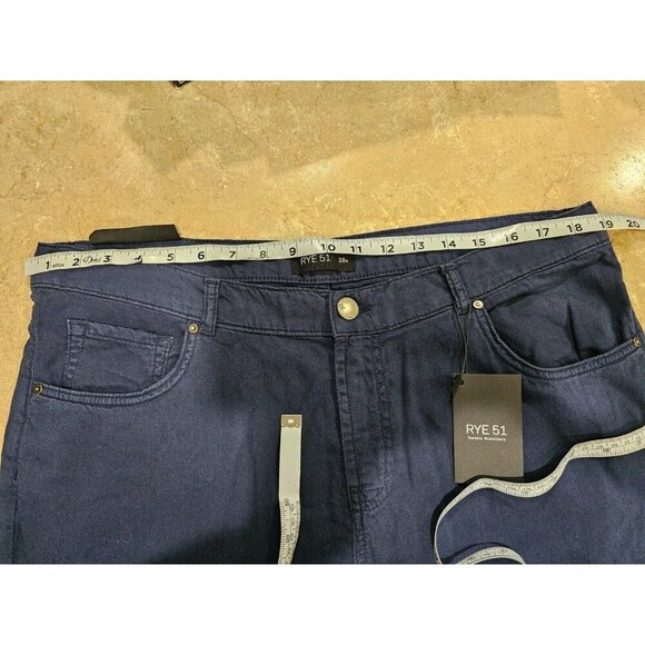 NWT Men's Rye 51 R51 Silo Straight Fit Cotton and Linen Pants Navy Blue 38W - Picture 2 of 5